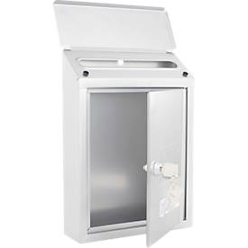 Rottner Briefkasten Udine silber – Stahl, rückseitiger Einwurf, Namensschild