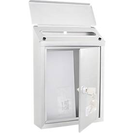 Rottner Briefkasten Udine silber – Stahl, rückseitiger Einwurf, Namensschild