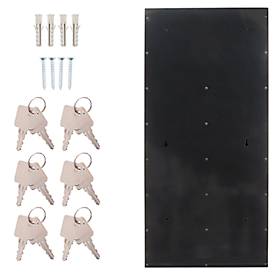 Rottner Briefkastenanlage Depot 6, für 6 Parteien, C4‑Einwurf 330×20 mm, Zylinderschloss je Fach, schwarz/silber