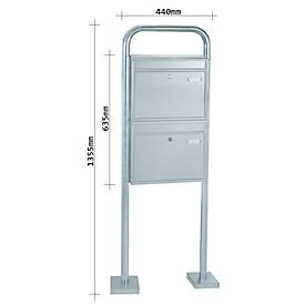 Rottner Briefkastenanlage, mit 2 Briefkästen, ohne Ständer, H 635 x B 440 x T 125 mm, Edelstahl