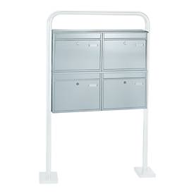 Rottner Briefkastenanlage, mit 4 Briefkästen, ohne Ständer, H 635 x B 720 x T 125 mm, Edelstahl