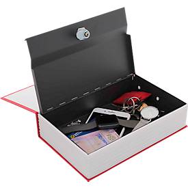 Rottner Buchkassette BookCase, Zylinderschloss, B 240 x T 155 x H 55 mm, Stahl, rot