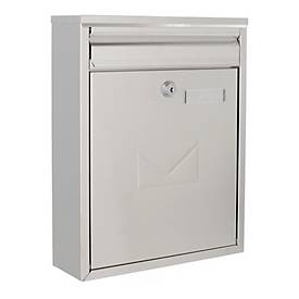 Rottner Como brievenbus, wandmontage, aan beide zijden insteekbaar, naamplaatje, cilinderslot, incl. 2 sleutels, roestvrij staal, B 250 x D 85 x H 320 mm