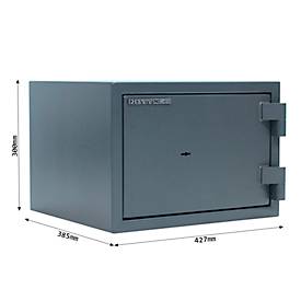 Rottner Dokumententresor Fire Hero 30, Doppelbartschloss, EN 1, feuerfest bis 30 min, 12,62 Liter, Stahl, anthrazit
