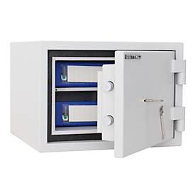 Rottner feuersicherer Wertschutzschrank Fire Safe 30, 18 l, S2, Feuerschutz bis 30 min, Doppelbartschloss, Stahl, lichtgrau