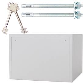 Rottner feuersicherer Wertschutzschrank Fire Safe 30, 18 l, S2, Feuerschutz bis 30 min, Doppelbartschloss, Stahl, lichtgrau