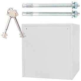 Rottner feuersicherer Wertschutzschrank Fire Safe 40, 33 l, S2, Feuerschutz bis 30 min, Doppelbartschloss, Stahl, lichtgrau