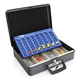 Rottner Geldkassette London, EURO-Münzzählbrett & 4 Banknotenfächer, Zylinderschloss, Tragegriffe, inkl. 2 Schlüssel, St