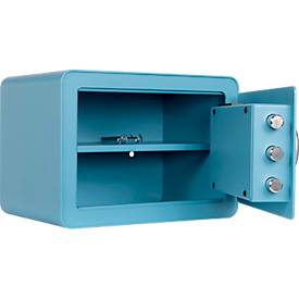 Rottner Möbeleinsatztresor Vintage, 16 Liter, Elektronikschloss mit Fingerprint, Stahl, H 250 x B 350 x T 250 mm, blau