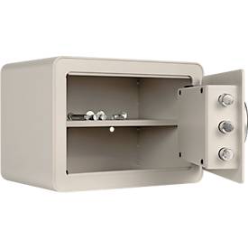 Rottner Möbeleinsatztresor Vintage, 16 Liter, Elektronikschloss mit Fingerprint, Stahl, H 250 x B 350 x T 250 mm, grau