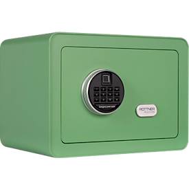 Rottner Möbeleinsatztresor Vintage, 16 Liter, Elektronikschloss mit Fingerprint, Stahl, H 250 x B 350 x T 250 mm, grün