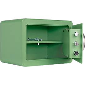 Rottner Möbeleinsatztresor Vintage, 16 Liter, Elektronikschloss mit Fingerprint, Stahl, H 250 x B 350 x T 250 mm, grün