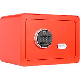 Rottner Möbeleinsatztresor Vintage, 16 Liter, Elektronikschloss mit Fingerprint, Stahl, H 250 x B 350 x T 250 mm, rot