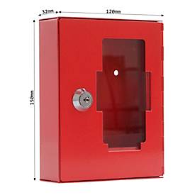 Rottner Notschlüsselkasten NS 1, Zylinderschloss, ohne Klöppel, für 1 Schlüssel, B 120 x T 38 x H 150 mm, Stahl, rot