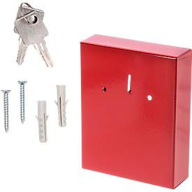 Rottner Notschlüsselkasten NS 1, Zylinderschloss, ohne Klöppel, für 1 Schlüssel, B 120 x T 38 x H 150 mm, Stahl, rot