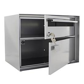 Rottner Paketbriefkasten Edelweiss, CH-Norm, Wandmontage/freistehend, 2 Fächer, Zylinderschloss/Schnappverschluss, 2 Schlüssel, B 415 x T 305 x H 310 mm