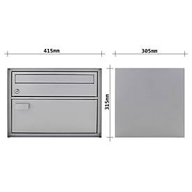 Rottner Paketbriefkasten Edelweiss, CH-Norm, Wandmontage/freistehend, 2 Fächer, Zylinderschloss/Schnappverschluss, 2 Schlüssel, B 415 x T 305 x H 310 mm