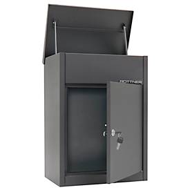 Rottner Paketbriefkasten Parcel Keeper 500, Wand-/Bodenmontage, für Pakete L 310 x B 290 x H 155 mm, Stahlblech pulverbeschichtet, schwarz