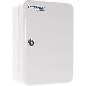 Rottner Schlüsselkassette SK 10, Zylinderschloss, für 10 Schlüssel, B 180 x T 85 x H 250 mm, Stahl, lichtgrau