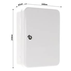 Rottner Schlüsselkassette SK 10, Zylinderschloss, für 10 Schlüssel, B 180 x T 85 x H 250 mm, Stahl, lichtgrau