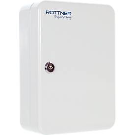 Rottner Schlüsselkassette SK 20, Zylinderschloss, für 20 Schlüssel, B 180 x T 85 x H 250 mm, Stahl, lichtgrau