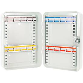 Rottner Schlüsselkassette SK 20, Zylinderschloss, für 20 Schlüssel, B 180 x T 85 x H 250 mm, Stahl, lichtgrau