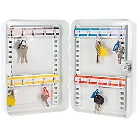 Rottner Schlüsselkassette SK 20, Zylinderschloss, für 20 Schlüssel, B 180 x T 85 x H 250 mm, Stahl, lichtgrau