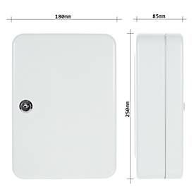 Rottner Schlüsselkassette SK 20, Zylinderschloss, für 20 Schlüssel, B 180 x T 85 x H 250 mm, Stahl, lichtgrau