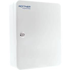 Rottner Schlüsselkassette SK 40, Zylinderschloss, für 40 Schlüssel, B 245 x T 85 x H 300 mm, Stahl, lichtgrau