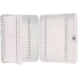 Rottner Schlüsselkassette SK 40, Zylinderschloss, für 40 Schlüssel, B 245 x T 85 x H 300 mm, Stahl, lichtgrau