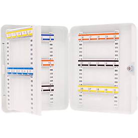 Rottner Schlüsselkassette SK 40, Zylinderschloss, für 40 Schlüssel, B 245 x T 85 x H 300 mm, Stahl, lichtgrau