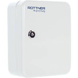 Rottner Schlüsselkassette TS 20, Zylinderschloss, für 20 Schlüssel, B 165 x T 85 x H 205 mm, Stahl, lichtgrau