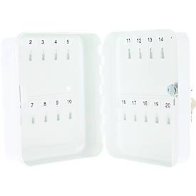 Rottner Schlüsselkassette TS 20, Zylinderschloss, für 20 Schlüssel, B 165 x T 85 x H 205 mm, Stahl, lichtgrau