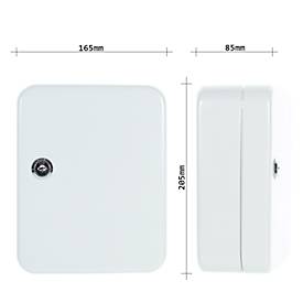 Rottner Schlüsselkassette TS 20, Zylinderschloss, für 20 Schlüssel, B 165 x T 85 x H 205 mm, Stahl, lichtgrau