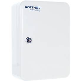 Rottner Schlüsselkassette TS 48, Zylinderschloss, für 48 Schlüssel, B 185 x T 85 x H 250 mm, Stahl, lichtgrau