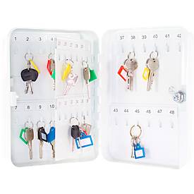 Rottner Schlüsselkassette TS 48, Zylinderschloss, für 48 Schlüssel, B 185 x T 85 x H 250 mm, Stahl, lichtgrau