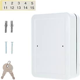 Rottner Schlüsselkassette TS 48, Zylinderschloss, für 48 Schlüssel, B 185 x T 85 x H 250 mm, Stahl, lichtgrau