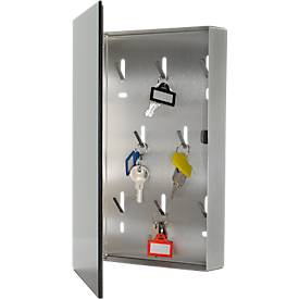 Rottner Schlüsselschrank Key Glass Black, Magnetverschluss, für 8 Schlüssel, B 200 x T 40 x H 300 mm, Edelstahl, anthrazit