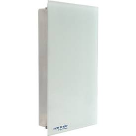 Rottner Schlüsselschrank Key Glass White, Magnetverschluss, für 8 Schlüssel, B 200 x T 40 x H 300 mm, Edelstahl, weiß