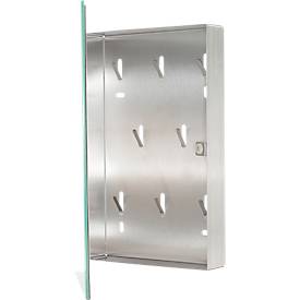 Rottner Schlüsselschrank Key Glass White, Magnetverschluss, für 8 Schlüssel, B 200 x T 40 x H 300 mm, Edelstahl, weiß