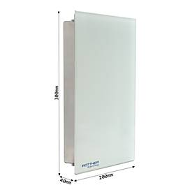 Rottner Schlüsselschrank Key Glass White, Magnetverschluss, für 8 Schlüssel, B 200 x T 40 x H 300 mm, Edelstahl, weiß
