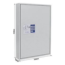 Rottner Schlüsselschrank S 100, mit Elektronikschloss, für 100 Schlüssel, B 380 x T 80 x H 550 mm, lichtgrau