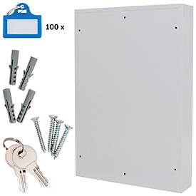 Rottner Schlüsselschrank S 100, mit Elektronikschloss, für 100 Schlüssel, B 380 x T 80 x H 550 mm, lichtgrau
