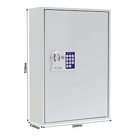 Rottner Schlüsselschrank S 150, mit Elektronikschloss, für 150 Schlüssel, B 380 x T 140 x H 550 mm, lichtgrau