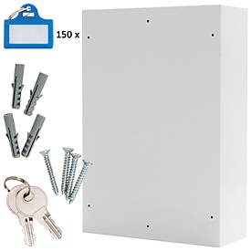 Rottner Schlüsselschrank S 150, mit Elektronikschloss, für 150 Schlüssel, B 380 x T 140 x H 550 mm, lichtgrau