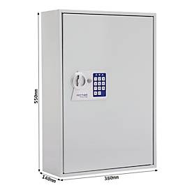 Rottner Schlüsselschrank S 200, mit Elektronikschloss, für 200 Schlüssel, B 380 x T 140 x H 550 mm, lichtgrau
