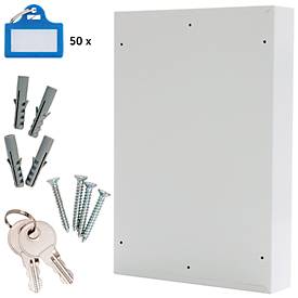 Rottner Schlüsselschrank S 50, mit Elektronikschloss, für 50 Schlüssel, B 380 x T 80 x H 550 mm, lichtgrau