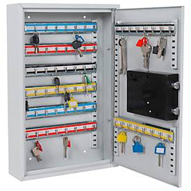 Rottner Schlüsselschrank S 64, mit Elektronikschloss, für 64 Schlüssel, B 300 x T 80 x H 450 mm, lichtgrau