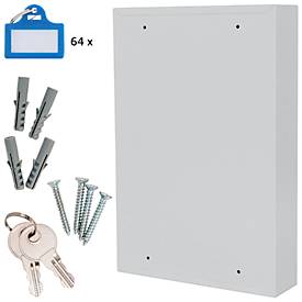 Rottner Schlüsselschrank S 64, mit Elektronikschloss, für 64 Schlüssel, B 300 x T 80 x H 450 mm, lichtgrau