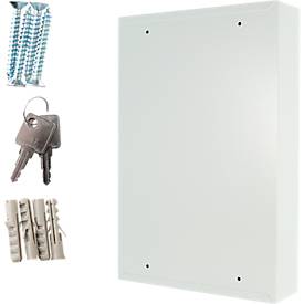 Rottner Schlüsselschrank S 64, mit Zylinderschloss, für 64 Schlüssel, B 380 x T 80 x H 550 mm, lichtgrau